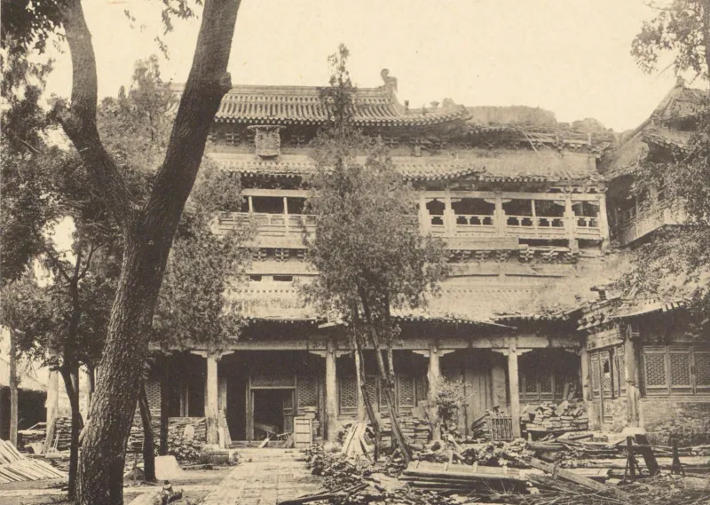 Tokiwa Daijō y Sekino Tadashi, Vestigios históricos y culturales de China, vol. 8: vista antigua del Pabellón Jiqing del Templo Longxing en Zhengding